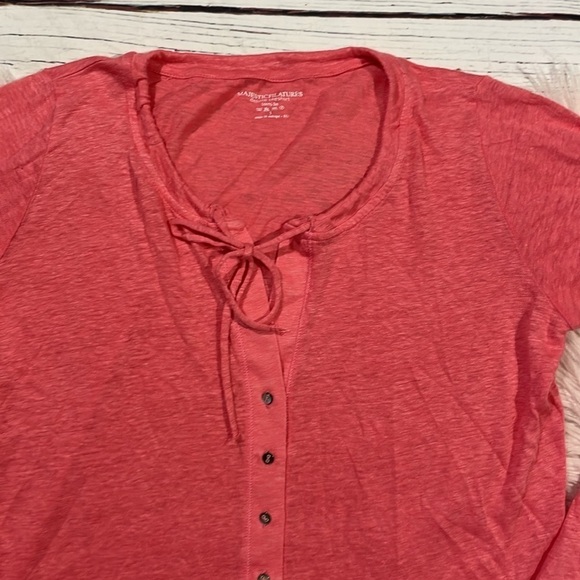 Majestic Filatures Linen Pink Tie Lightweight Snap Cardigan - Picture 8 of 8